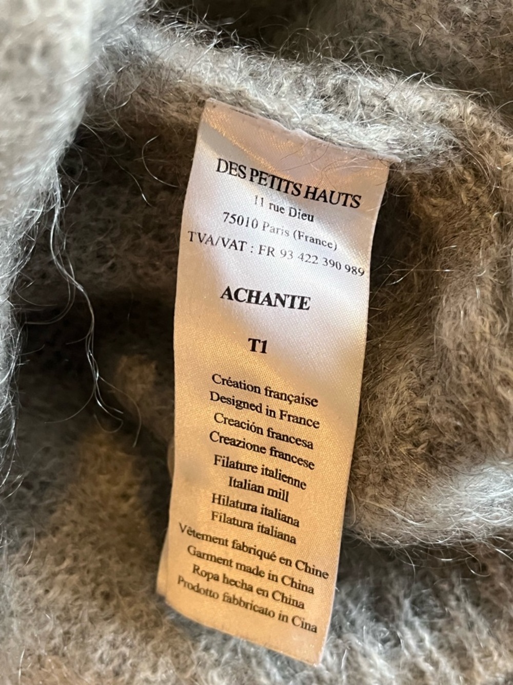 Des Petits Hauts Achante kid mohair blend cardigan size T1 small medium - Picture 4 of 5